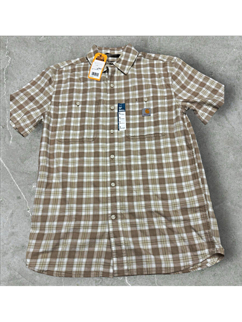 Carhartt Rugged Flex Men's Plaid Short sleeve Bozeman Relaxed Fit Button up, S